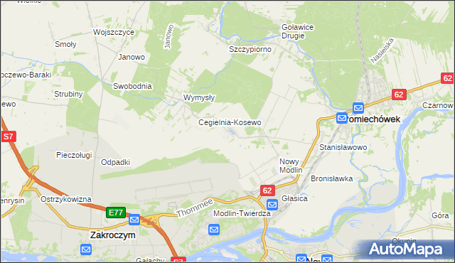 mapa Kosewo gmina Pomiechówek, Kosewo gmina Pomiechówek na mapie Targeo