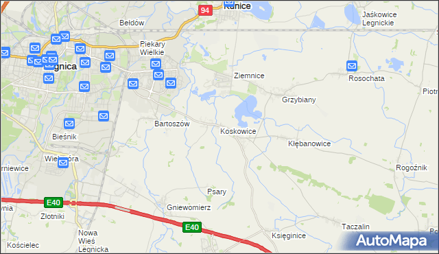 mapa Koskowice, Koskowice na mapie Targeo