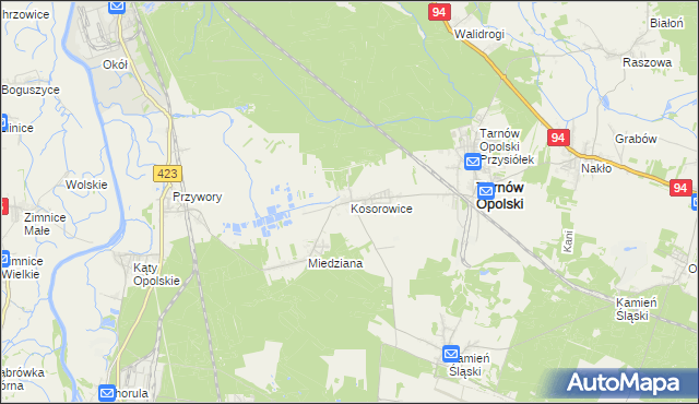 mapa Kosorowice, Kosorowice na mapie Targeo