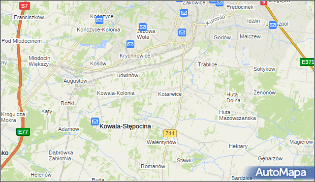 mapa Kotarwice, Kotarwice na mapie Targeo