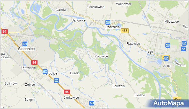 mapa Kotowice gmina Siechnice, Kotowice gmina Siechnice na mapie Targeo