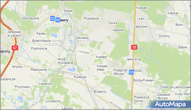 mapa Kowala gmina Sitkówka-Nowiny, Kowala gmina Sitkówka-Nowiny na mapie Targeo