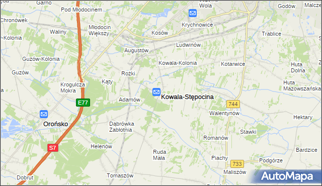 mapa Kowala-Stępocina, Kowala-Stępocina na mapie Targeo