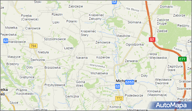 mapa Kozierów, Kozierów na mapie Targeo