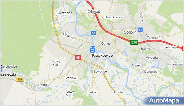 mapa Krapkowice, Krapkowice na mapie Targeo