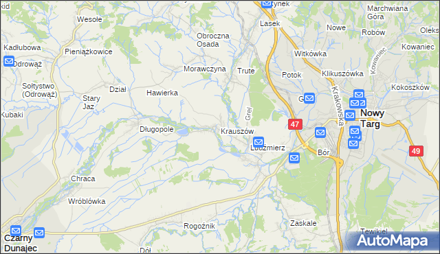 mapa Krauszów, Krauszów na mapie Targeo