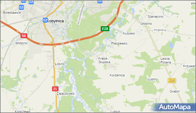 mapa Krępa Słupska, Krępa Słupska na mapie Targeo