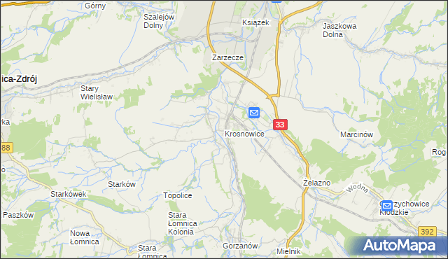 mapa Krosnowice, Krosnowice na mapie Targeo