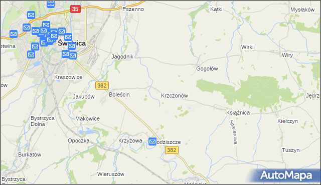 mapa Krzczonów gmina Świdnica, Krzczonów gmina Świdnica na mapie Targeo