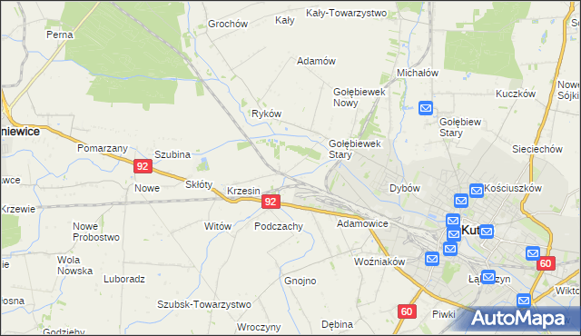 mapa Krzesinówek, Krzesinówek na mapie Targeo