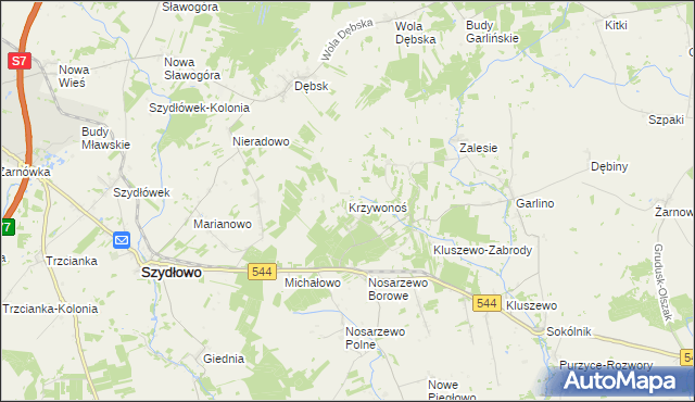 mapa Krzywonoś, Krzywonoś na mapie Targeo