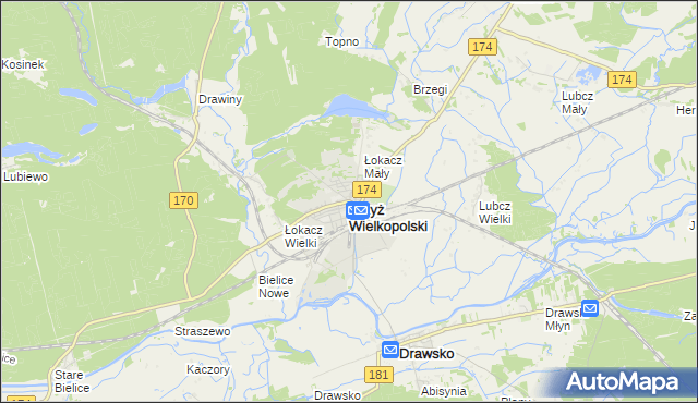 mapa Krzyż Wielkopolski, Krzyż Wielkopolski na mapie Targeo