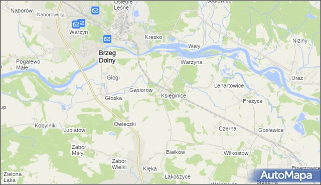 mapa Księginice gmina Miękinia, Księginice gmina Miękinia na mapie Targeo