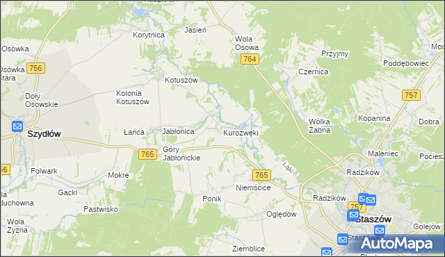 mapa Kurozwęki, Kurozwęki na mapie Targeo