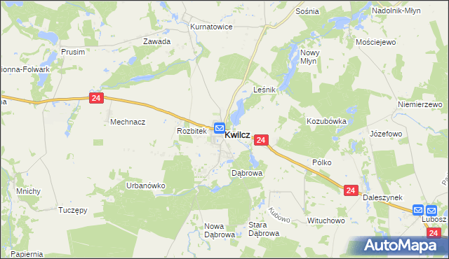 mapa Kwilcz, Kwilcz na mapie Targeo