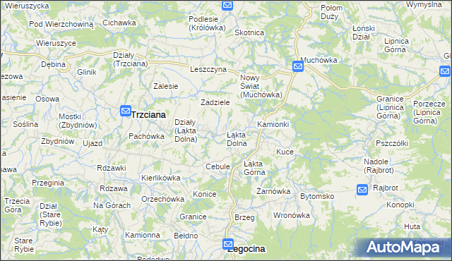 mapa Łąkta Dolna, Łąkta Dolna na mapie Targeo