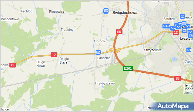 mapa Lasocice gmina Święciechowa, Lasocice gmina Święciechowa na mapie Targeo