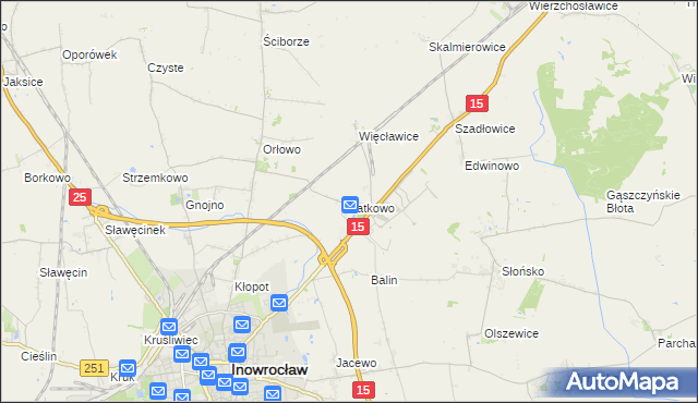 mapa Latkowo gmina Inowrocław, Latkowo gmina Inowrocław na mapie Targeo