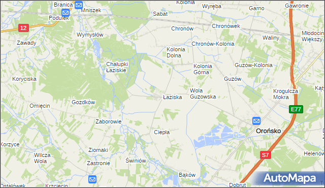 mapa Łaziska gmina Orońsko, Łaziska gmina Orońsko na mapie Targeo
