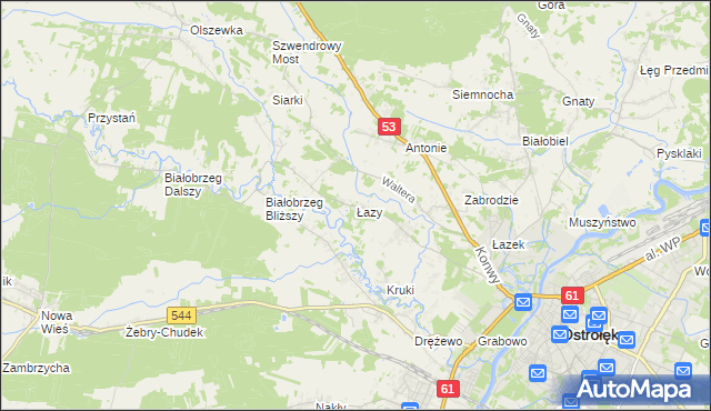 mapa Łazy gmina Olszewo-Borki, Łazy gmina Olszewo-Borki na mapie Targeo