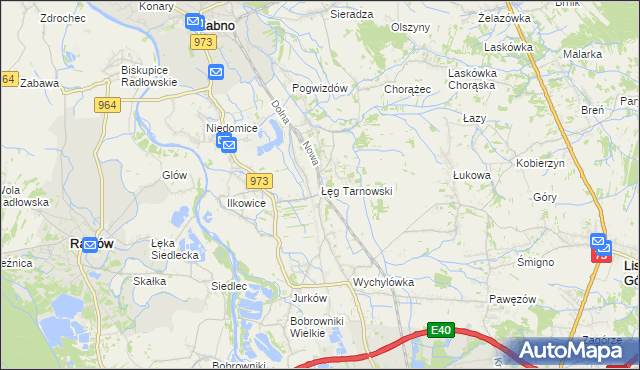 mapa Łęg Tarnowski, Łęg Tarnowski na mapie Targeo