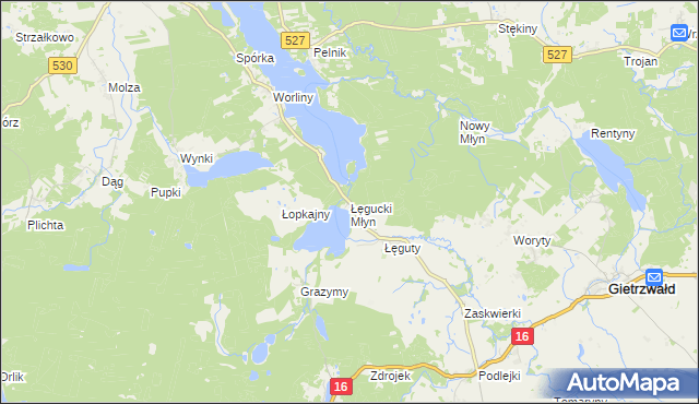 mapa Łęgucki Młyn, Łęgucki Młyn na mapie Targeo