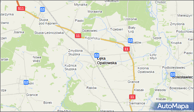 mapa Łęka Opatowska, Łęka Opatowska na mapie Targeo