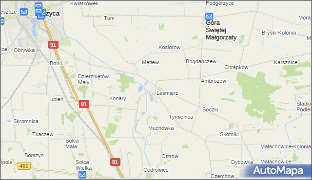 mapa Leśmierz, Leśmierz na mapie Targeo