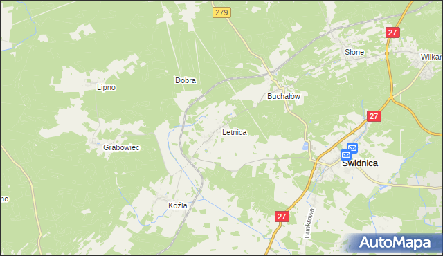 mapa Letnica, Letnica na mapie Targeo