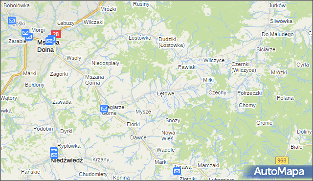 mapa Łętowe, Łętowe na mapie Targeo