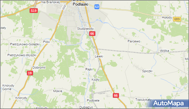 mapa Lewki gmina Bielsk Podlaski, Lewki gmina Bielsk Podlaski na mapie Targeo