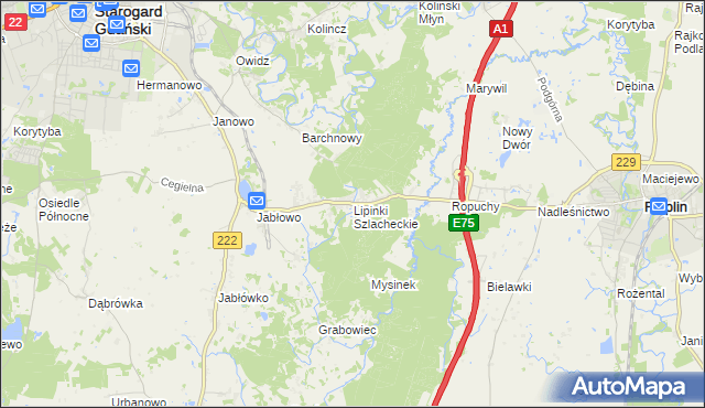 mapa Lipinki Szlacheckie, Lipinki Szlacheckie na mapie Targeo