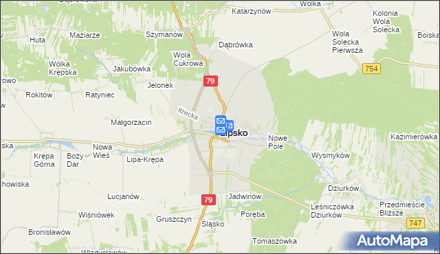 mapa Lipsko, Lipsko na mapie Targeo