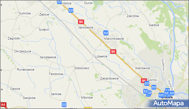 mapa Lizawice, Lizawice na mapie Targeo