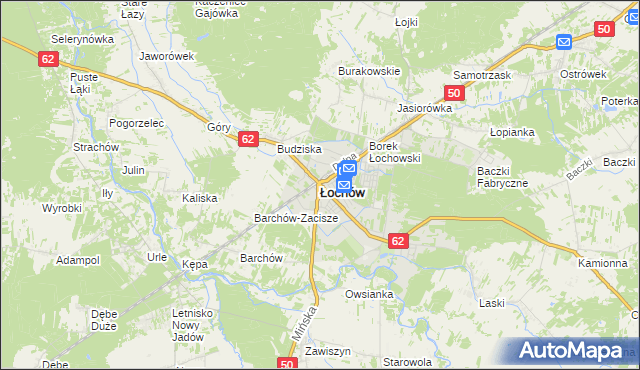 mapa Łochów powiat węgrowski, Łochów powiat węgrowski na mapie Targeo