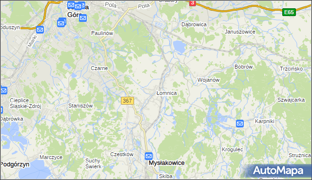 mapa Łomnica gmina Mysłakowice, Łomnica gmina Mysłakowice na mapie Targeo