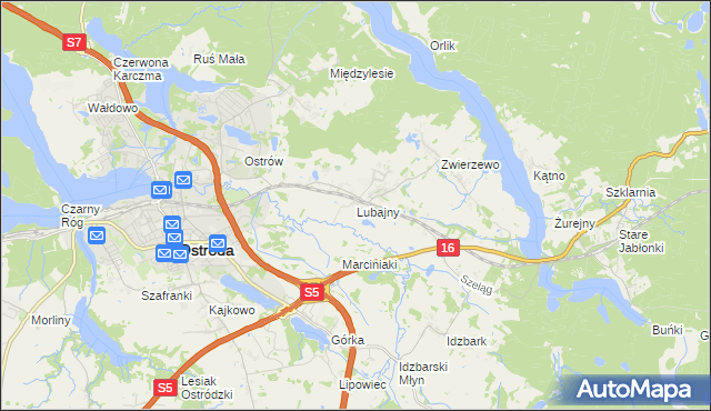 mapa Lubajny, Lubajny na mapie Targeo