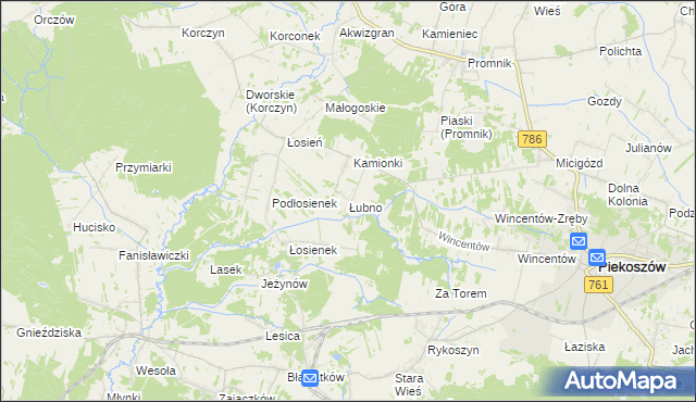 mapa Łubno gmina Piekoszów, Łubno gmina Piekoszów na mapie Targeo