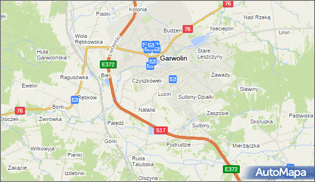 mapa Lucin gmina Garwolin, Lucin gmina Garwolin na mapie Targeo