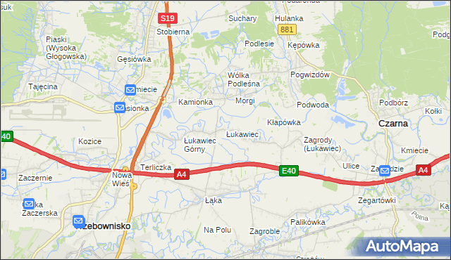 mapa Łukawiec gmina Trzebownisko, Łukawiec gmina Trzebownisko na mapie Targeo