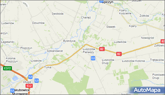 mapa Łuszczów Pierwszy, Łuszczów Pierwszy na mapie Targeo