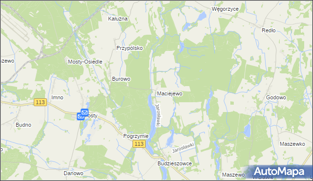 mapa Maciejewo gmina Maszewo, Maciejewo gmina Maszewo na mapie Targeo