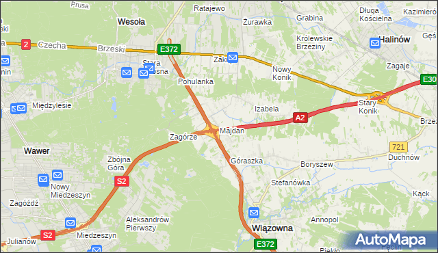 mapa Majdan gmina Wiązowna, Majdan gmina Wiązowna na mapie Targeo