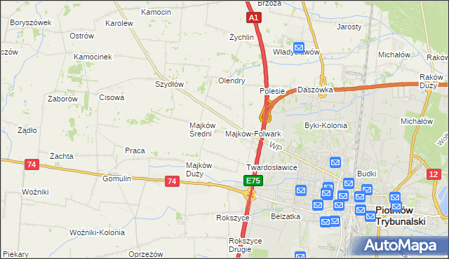 mapa Majków-Folwark, Majków-Folwark na mapie Targeo