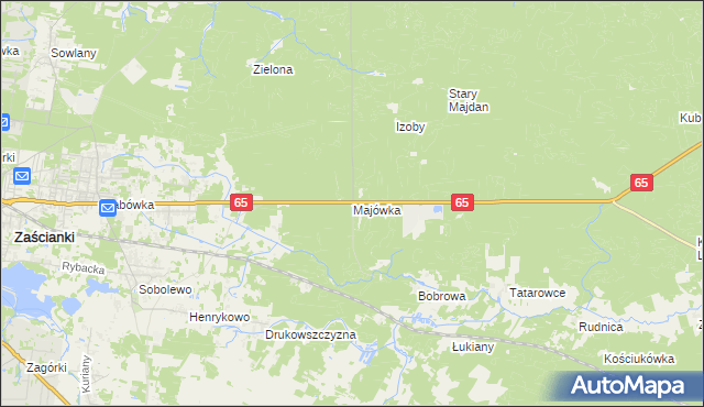 mapa Majówka gmina Supraśl, Majówka gmina Supraśl na mapie Targeo