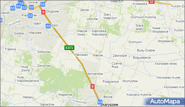 mapa Maków gmina Skaryszew, Maków gmina Skaryszew na mapie Targeo