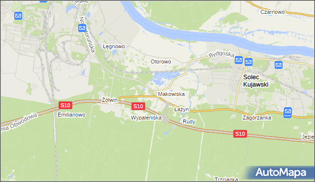 mapa Makowiska gmina Solec Kujawski, Makowiska gmina Solec Kujawski na mapie Targeo