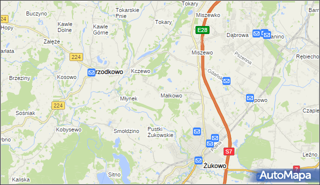 mapa Małkowo, Małkowo na mapie Targeo