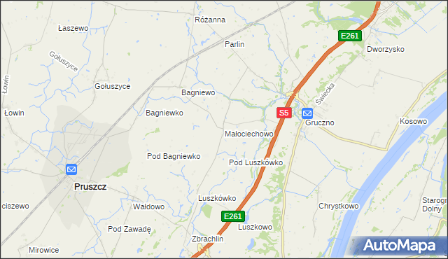 mapa Małociechowo, Małociechowo na mapie Targeo