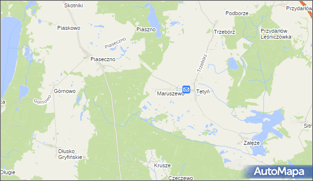 mapa Maruszewo gmina Kozielice, Maruszewo gmina Kozielice na mapie Targeo